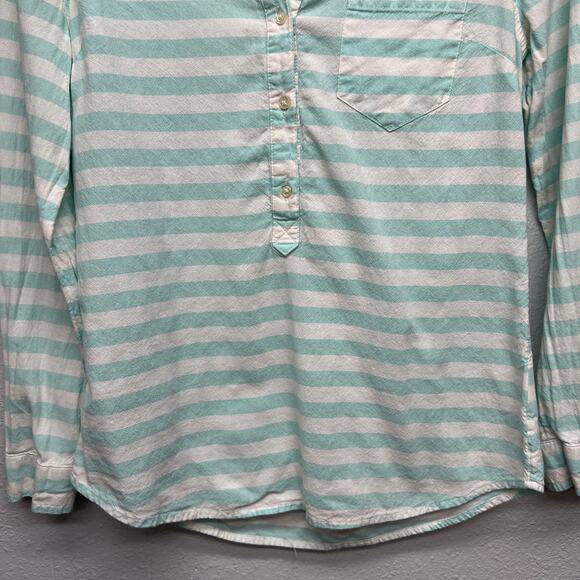 Old Navy 1/2 Button Womens Striped Cotton Shirt Small Capsule Minimalist Coastal - Picture 4 of 13